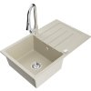 MEXEN/S - Bruno granitový dřez 1 s odkapávačem včetně baterie Elia, béžová 6513-69-670101-00