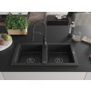 MEXEN/S - Mario granitový dřez 2-bowl včetně baterie Aster, černá/stříbrná metalik 6504-73-73450-70-B  + slevový kód