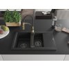MEXEN/S - Gaspar granitový dřez 1.5 s odkapávačem včetně baterie Aster, černá/stříbrná 6507-73-73450-57-B