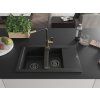 MEXEN/S - Gaspar granitový dřez 1.5 s odkapávačem včetně baterie Flora, černá/stříbrná 6507-73-670401-57-B