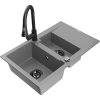 MEXEN/S - Gaspar granitový dřez 1.5 s odkapávačem včetně baterie Elia, šedá 6507-71-670101-70-B  + slevový kód