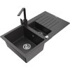 MEXEN/S - Matias granitový dřez 1.5 s odkapávačem včetně baterie Rita, černý kropenatý  6502-76-670300-76