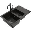 MEXEN/S - Gaspar granitový dřez 1.5 s odkapávačem včetně baterie Carla černá/zlatá metalik 6507-75-670700-70-B  + slevový kód