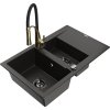 MEXEN/S - Gaspar granitový dřez 1.5 s odkapávačem včetně baterie Aster, černá/zlatá metalik 6507-75-73450-57-B  + slevový kód