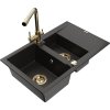 MEXEN/S - Gaspar granitový dřez 1.5 s odkapávačem včetně baterie Duero, černá/zlatá metalik 6507-75-671600-50  + slevový kód