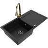 MEXEN/S - Leo granitový dřez 1-miska s odkapávačem včetně baterie Elia, černá 6501-77-670101-50-B