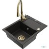 MEXEN/S - Enzo granitový dřez 1 s odkapávačem včetně baterie Savita, černá/zlatá metalik 6506-75-672601-50  + slevový kód