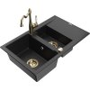 MEXEN/S - Gaspar granitový dřez 1.5 s odkapávačem včetně baterie Carla černá/stříbrná metalik 6507-73-670700-50  + slevový kód