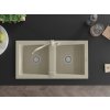 MEXEN/S - Mario granitový dřez 2-bowl včetně baterie Carla, béžová 6504-69-670700-69