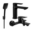 MEXEN/S - Alfa R62 Set umyvadlové a vanové baterie s příslušenstvím, černá 745703R62-70