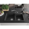 MEXEN/S - Tomas granitový dřez 2-bowly včetně baterie Duo, černá/stříbrná metalik 6516-73-671701-07