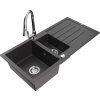 MEXEN/S - Andres granitový dřez s odkapávačem včetně baterie Elia, černá nakrapiany 6515-76-670101-00