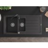 MEXEN/S - Andres granitový dřez s odkapávačem včetně baterie Telma, černá nakrapiany 6515-76-670200-70