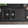 MEXEN/S - Andres granitový dřez s odkapávačem včetně baterie Telma, černá nakrapiany 6515-76-670200-76