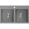 MEXEN - Hektor granitový dřez 2-bowl 800 x 480 mm, šedá, sifon chrom 6521802000-71