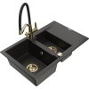 MEXEN/S - Gaspar granitový dřez 1.5 s odkapávačem včetně baterie Duo, černá/zlatá metalik 6507-75-671701-57-G  + slevový kód