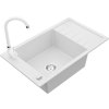 MEXEN/S - Elias granitový dřez 1 s odkapávačem včetně baterie Telma, bílá 6511-20-670200-20