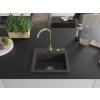 MEXEN/S - Milo granitový dřez 1 435 x 410 mm, černá kropenatá, + zlatý sifon 6505441000-76-G