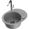 MEXEN/S - Kevin granitový dřez 1-miska s odkapávačem včetně baterie Flora, šedá 6517-71-670401-07-B