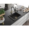 MEXEN/S - Pedro granitový dřez 1-miska 560 x 460 mm, černá kropenatý, sifon zlatá  6508561000-76-G