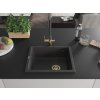 MEXEN/S - Pedro granitový dřez 1-miska 560 x 460 mm, černá kropenatý, sifon zlatá  6508561000-76-G