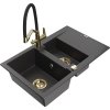 MEXEN/S - Gaspar granitový dřez 1.5 s odkapávačem včetně baterie Duo, černá kropenatá 6507-76-671701-57-G  + slevový kód
