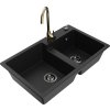 MEXEN/S - Tomas granitový dřez 2-bowl včetně baterie Telma, černá 6516-77-670200-50-B  + slevový kód