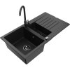 MEXEN/S - Matias granitový dřez 1.5 s odkapávačem včetně baterie Telma, černá 6502-77-670200-70-B  + slevový kód