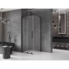 MEXEN/S - Velar L sprchový kout, posuvné dveře 90 x 90, dekor, černá 871-090-090-33-70