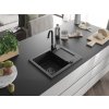 MEXEN/S - Enzo granitový dřez 1-miska s odkapávačem 576 x 465 mm, černá/stříbrná 6506571005-73-B