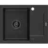 MEXEN/S - Enzo granitový dřez 1-miska s odkapávačem 576 x 465 mm, černá/stříbrná 6506571005-73-B