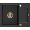 MEXEN/S - Enzo granitový dřez 1-miska s odkapávačem 576 x 465 mm, černá/stříbrná 6506571005-73-G