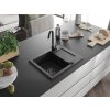 MEXEN/S - Enzo granitový dřez s odkapávačem včetně baterie Telma, černá/stříbrná 6506-73-670200-70-B