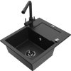 MEXEN/S - Enzo granitový dřez 1-miska s odkapávačem včetně baterie Duero, černá/stříbrná metalik 6506-73-671600-70-B  + slevový kód