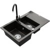 MEXEN/S - Gaspar granitový dřez 1.5 s odkapávačem včetně baterie Telma, černá/zlatý 6507-75-670200-70