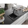 MEXEN/S - Enzo granitový dřez 1 s odkapávačem včetně baterie Savita, černá/stříbrná metalik 6506-73-672601-70-B  + slevový kód