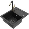 MEXEN/S - Enzo granitový dřez 1-miska s odkapávačem včetně baterie Flora, černá/stříbrná metalik 6506-73-670401-57-B  + slevový kód