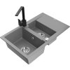 MEXEN/S - Gaspar granitový dřez 1.5 s odkapávačem včetně baterie Rita, šedý 6507-71-670300-70