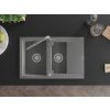 MEXEN/S - Gaspar granitový dřez 1.5 s odkapávačem včetně baterie Flora, šedá 6507-71-670401-06