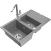 MEXEN/S - Gaspar granitový dřez 1.5 s odkapávačem včetně baterie Flora, šedá 6507-71-670401-06