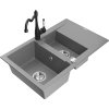 MEXEN/S - Gaspar granitový dřez 1.5 s odkapávačem včetně baterie Carla, šedá 6507-71-670700-70