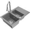MEXEN/S - Gaspar granitový dřez 1.5 s odkapávačem včetně baterie Elia, šedá 6507-71-670101-00