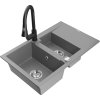 MEXEN/S - Gaspar granitový dřez 1.5 s odkapávačem včetně baterie Elia, šedá 6507-71-670101-70