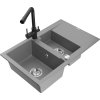 MEXEN/S - Gaspar granitový dřez 1.5 s odkapávačem včetně baterie Duero, šedá 6507-71-671600-70