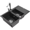 MEXEN/S - Gaspar granitový dřez 1.5 s odkapávačem včetně baterie Rita, černý kropenatý  6507-76-670300-00