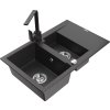 MEXEN/S - Gaspar granitový dřez 1.5 s odkapávačem včetně baterie Rita, černý kropenatý  6507-76-670300-76