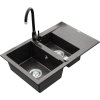 MEXEN/S - Gaspar granitový dřez 1.5 s odkapávačem včetně baterie Telma, černá kropenatý 6507-76-670200-76