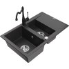 MEXEN/S - Gaspar granitový dřez 1.5 s odkapávačem včetně baterie Carla, černá kropenatá 6507-76-670700-70