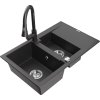MEXEN/S - Gaspar granitový dřez 1.5 s odkapávačem včetně baterie Elia, černá kropenatá 6507-76-670101-76