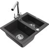 MEXEN/S - Carlos granitový dřez 1.5 včetně baterie Duero, černá kropenatá 6518-76-671600-00